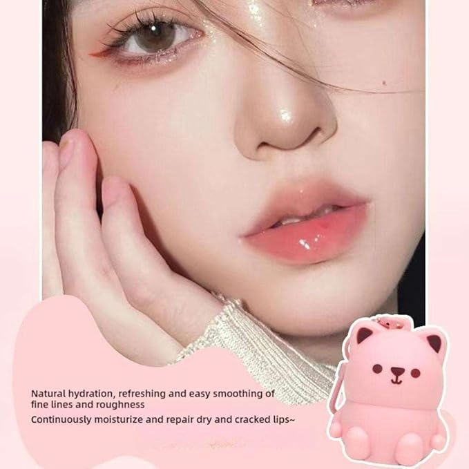 Cute Little Bear Lip Balm for Children,Anti-Dry Anti-Crack Moisturizing Lip Gloss,Natural Ingredients Lipsticks Lip Care Products,Fruit Flavored Lip Stick for Kids (Blue)