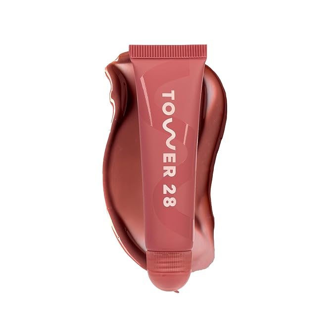 Tower 28 LipSoftie Tinted Lip Balm Treatment - Hydrating Glossy Balm + Overnight Lip Mask with Jojoba Oil + Shea Butter - Sweet, Cushiony Formula for Smooth, Soft Lips - Red Bean Mochi (0.38 oz)
