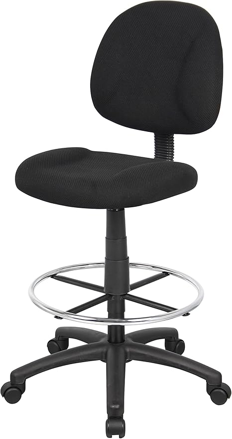 Boss Office Products B1615-BK Ergonomic Works Drafting Chair Without Arms in Black, Mid-Back