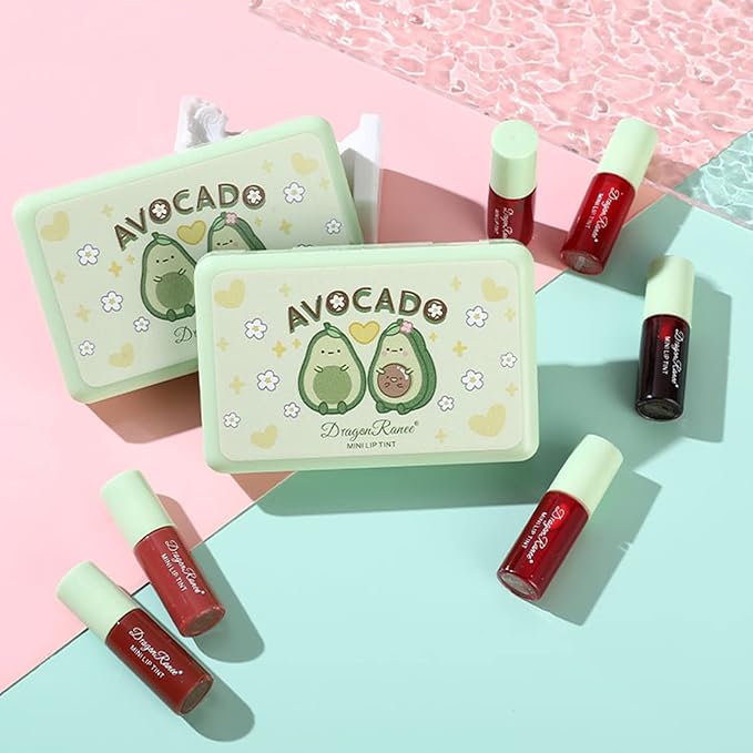Eakroo 6 Colors Lip Tint Stain Set, Korean Lip Tint Mini Liquid Lipstick for Women, Lip gloss for Girls, Cute Stuff, Blush for Cheeks, Long Lasting, Non-Stick Cup, High Pigment
