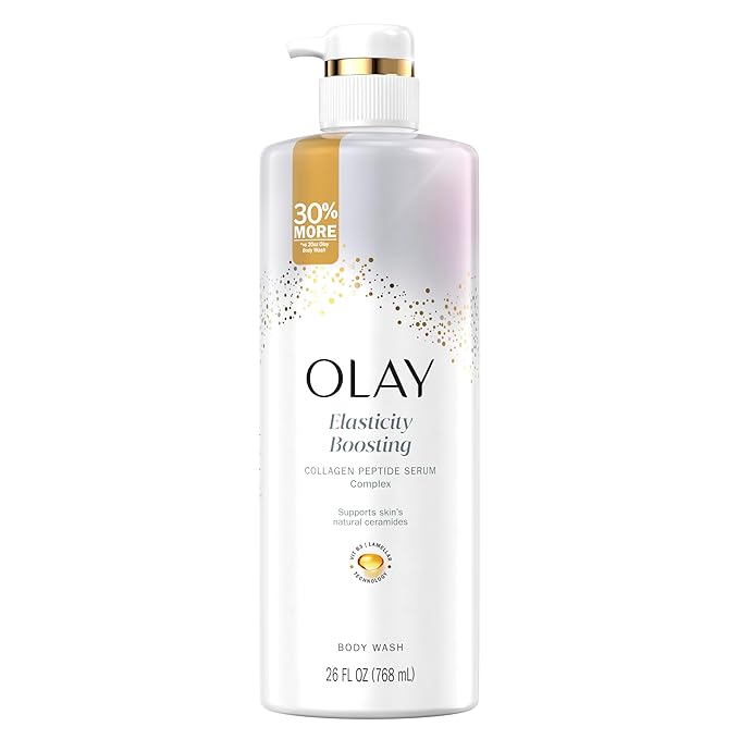 Olay Body Wash for Women, Elasticity Boosting, Collagen Peptide Serum Complex, Renews Moisture, Free of Parabens & Phthalates, Vitamin B3 Lameller Technology, For All Skin Types, 26 fl oz