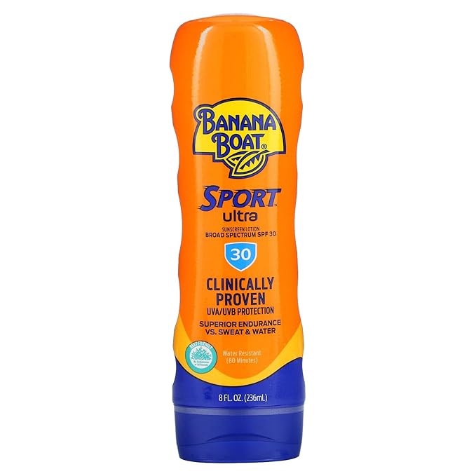 Banana Boat Sport Performance Broad Spectrum SPF 30 Sunscreen Lotion, Swim Splash - Up to 80 Minutes Water Resistant, 8 fl oz, 2-Pack