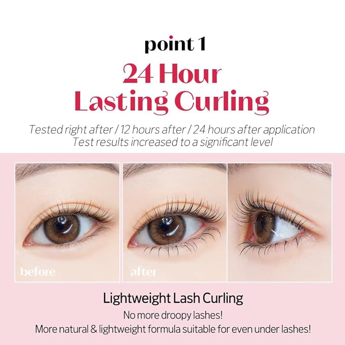 ETUDE Curl Fix Mascara Mini for travel, Lash Mascara, Strong Curl Up, Long-Lasting, Waterproof, Lightweight, Korean Makeup, Beauty, Vegan Certified, Black (0.14 Fl Oz)