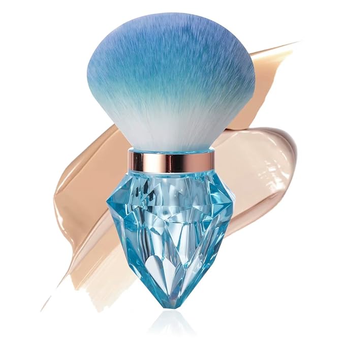 AKINA Large Make up Brush Comes With FREE TRAVEL CASE. Powder Brush Durable Kabuki Make up Brush. Flawless Powder Buffing. Perfect For Setting make up. Ultra Soft Bristles. (Ocean Mist)