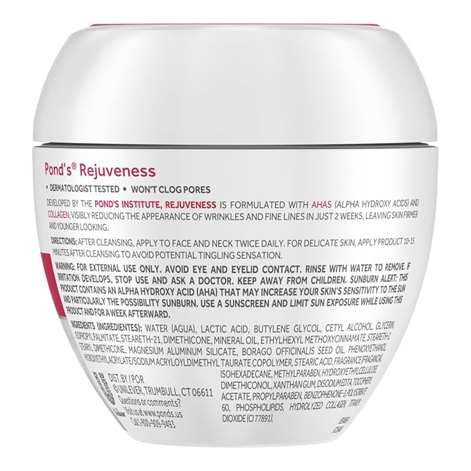 Pond's Rejuveness Face Cream for Women, Anti-Aging Face Moisturizer Skin Care with Alpha Hydroxy Acid and Collagen, 7 oz, 12 Pack