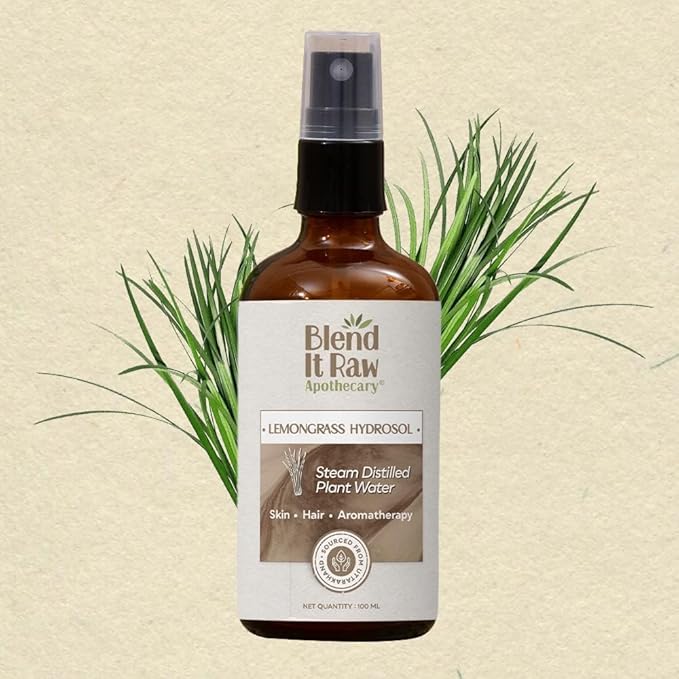 BEMT Lemongrass Hydrosol 100ml – Natural Face & Body Mist | Gentle Skin Toner & Refreshing Scalp Spray | Alcohol-Free, Steam-Distilled Floral Water