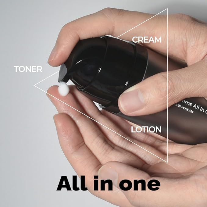 PRETTYSKIN No.1 Black Homme All-in-One Essence for Men – 3.71 fl.oz | Toner+Lotion+Cream in One | Lightweight Face Moisturizer with Hyaluronic Acid & Natural Extracts | Fast-Absorbing Daily Skincare