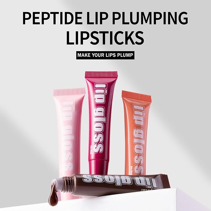 Tinted Lip Balm Set,4 Color Fruity Lip Gloss—Ultra-Nourishing Plump Lipstick Moisturizer for High-Gloss Soft Smooth Supple Lips—Transparent Jelly Lip Gloss Lip Glow Balm for Dry Lips