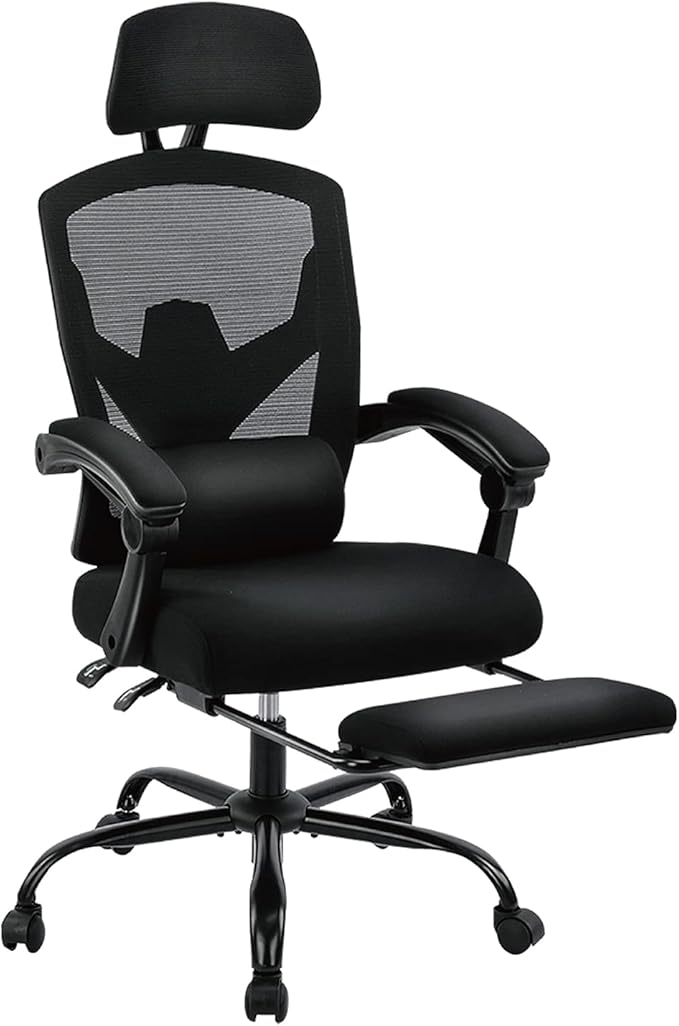 Sweetcrispy Office Computer Desk Chair Set of 2, Ergonomic High-Back Mesh Rolling Work Swivel Chairs with Wheels, Comfortable Lumbar Support, Comfy Arms for Home, Bedroom, Study, Student, Black