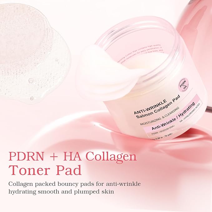 Collagen Toner Pads Pore Skincare, Exfoliating Pad for Anti-Wrinkle & Moisturizing, Exfoliating Face Toner Pads Fine Lines Firming– Gently Clears Impurities, Refines Pores & Smooths Skin Texture