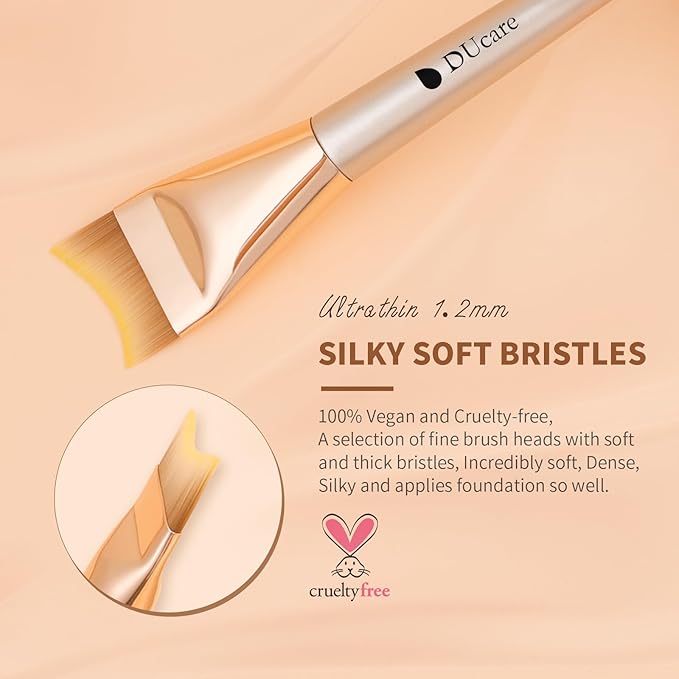 DUcare Flat Foundation Brush,Korean Makeup Brush Liquid Fish Tail Thin Makeup Face Brush for Blending, Cream,Foundation Brushes Makeup Tool for Seamless Application