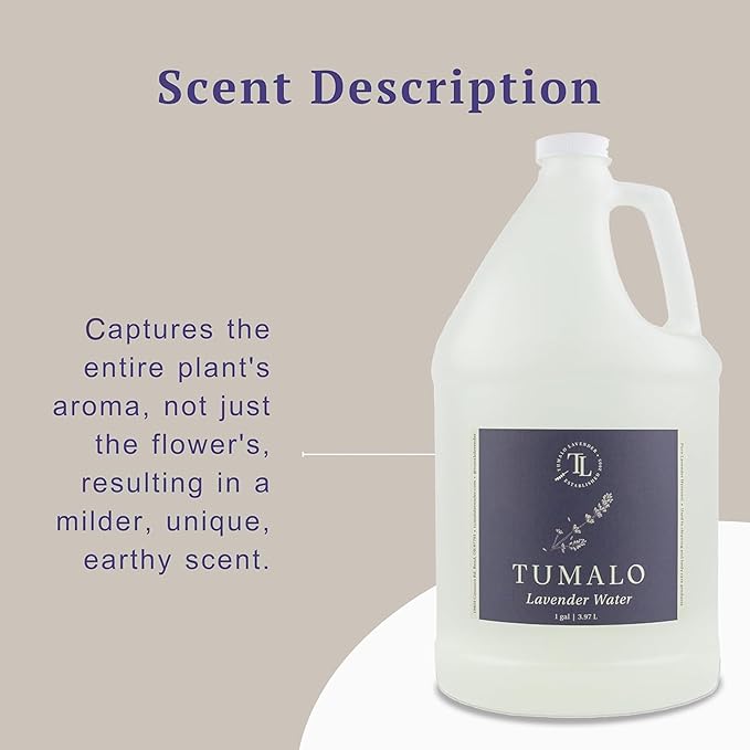 Organic Water Hydrosol Lavender Spray - Floral Water for Skincare, Aromatherapy, Stress Relief & Relaxation, Natural Facial Toner, Body Mist, Room & Linen Spray, Made in USA - 1 Gallon