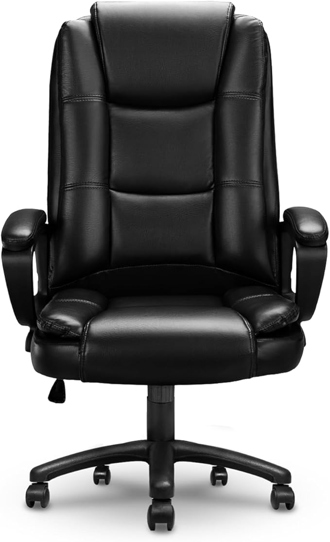 OFIKA Home Office Chair, 400LBS Big and Tall Computer Chair Heavy Duty Design, Ergonomic High Back Cushion Lumbar Back Support, Adjustable Executive Leather with Armrest