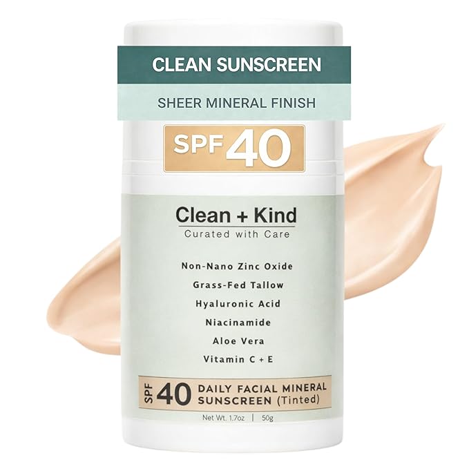 Daily Face Sunscreen SPF 40 Moisturizer with Tallow, Zinc Oxide, Hyaluronic Acid & Vitamin E – Mineral, Reef Safe Sunscreen for Hydration & UV Protection, 1.7 oz - TINTED (Tinted (1.7 oz))