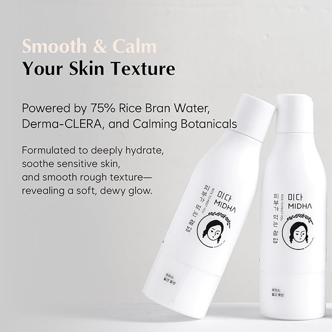 MIDHA RICE MILK LOTION, 6.76fl.oz/200ml, Deep Hydration, Soothing Care, Lightweight Nourishment – Smooth Skin Texture, Radiant Finish, Glowing Complexion
