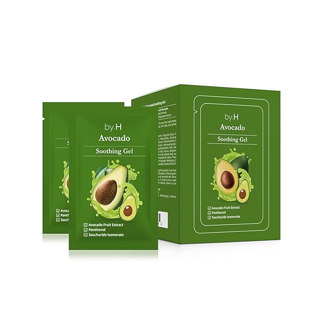 by.H Avocado Soothing Gel (30 PCS) - Moisturizer for Skin Elasticity & Vitality with Avocado Extract - Non-Sticky, Hydrating Formula for Collagen Production & Nourishment - Ideal for Daily Use