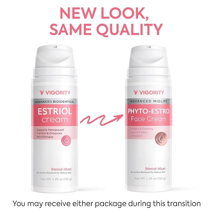 Vigority Bioidentical E3 Face Cream: Natural Estrogen Cream for Mature Skin - For Menopause Relief, Hormone Balance & Skin Firmness