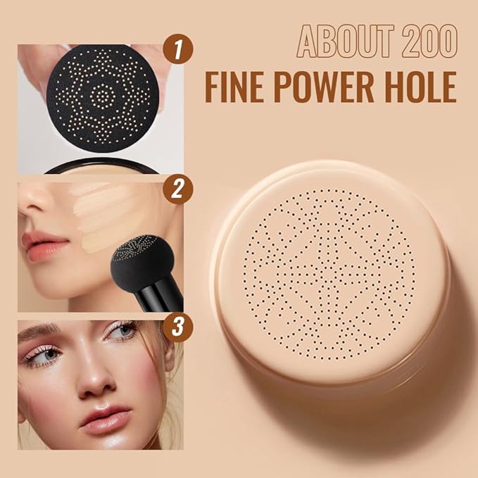 Makeup Foundation for Older Women, 2026 New Mushroom Head Airs Cushion CC Cream, BB Cream Makeup Foundation for Mature Skin Moisturizing Concealer Brighten Long-Lasting Even Skin Tone (2Pcs Natural)