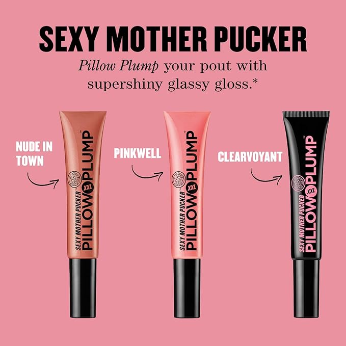 Soap & Glory SMP XXL Pillow Plump Lip Gloss - Hydrating, Plumping Lip Gloss for Full, Volumized Lips - Lip Plumper with a Chocolate Orange Scent & Vegan Formula - Nude In Town (10ml) (Pack of 2)