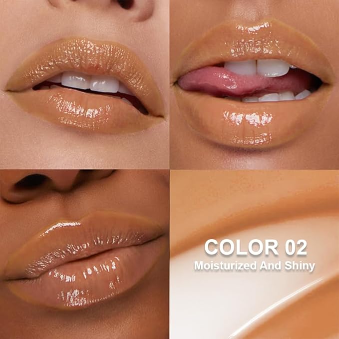 Summer Lip Butter Lip Balm Glow Reviver Lip Gloss, Melting Lip Serum, Ultra-Hydrating Natural Vegan Lip Balm, Sheer-Tinted Shine & Hydration, Soothes & Softens Dry Lips (Light Brown)