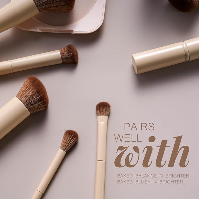 BS-MALL Makeup Brushes Kit – Professional Synthetic Makeup Tools with Travel Case, Includes Foundation, Powder, Concealer, Lip & Eyeshadow Brushes + Sponge for Daily Use & Versatile Occasions (Beige)