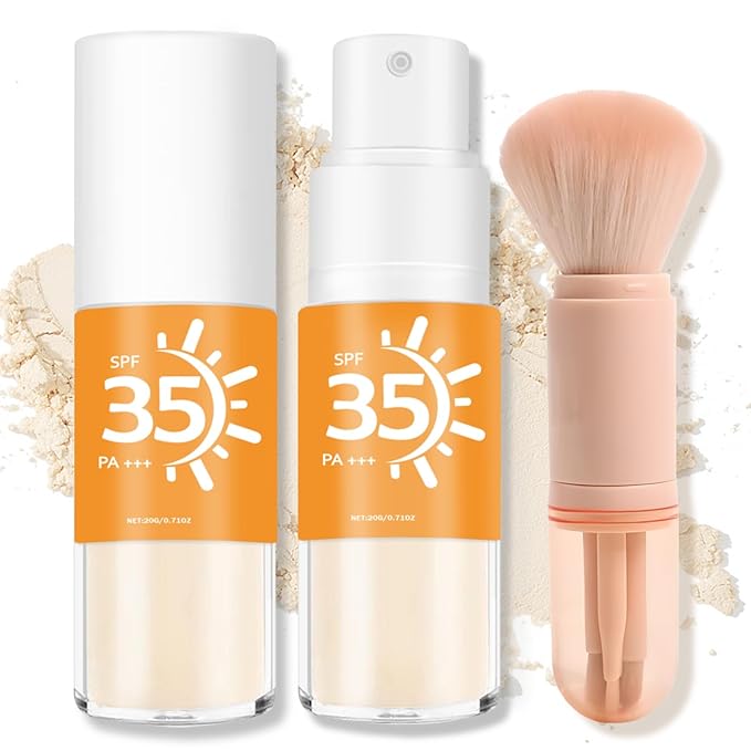 Mineral Sunscreen Powder SPF 35 Setting Powder for Scalp, Hair, Face - Breathable Translucent Scalp Sunscreen Broad Spectrum UV Protection Cruelty-Free Formula 0.71oz