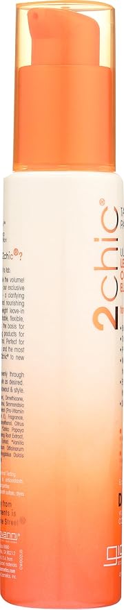 GIOVANNI 2chic Ultra-Volume Leave-In Conditioning & Styling Elixir - Builds Volume, Promotes Weightless Control for Fine/Thin Hair, Volumizing Formula with Papaya & Tangerine Butter, Color Safe - 4 oz