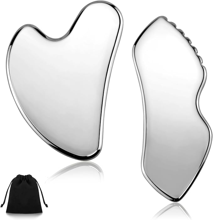 2Pcs Stainless Steel Gua Sha, Gua Sha Facial Tools for Face Sculpting, Gua Sha Facial Tools for Face Sculpting, Skin Care Gifts for Women.