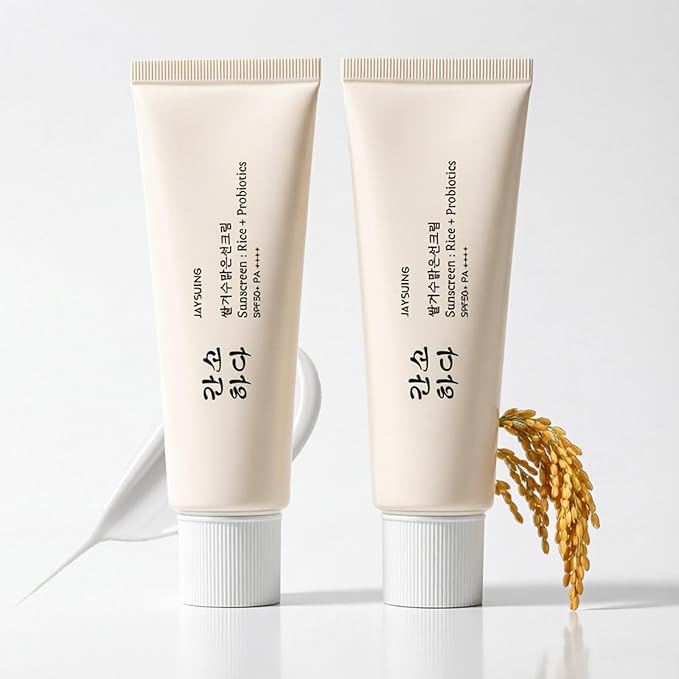 Relief Sun Organic Sunscreen SPF50+,Rice and Probiotics PA++++Korean Cream Care | Korean Skin for All Skin Types | UV Defens Nourishing Skin Protection 2PCS