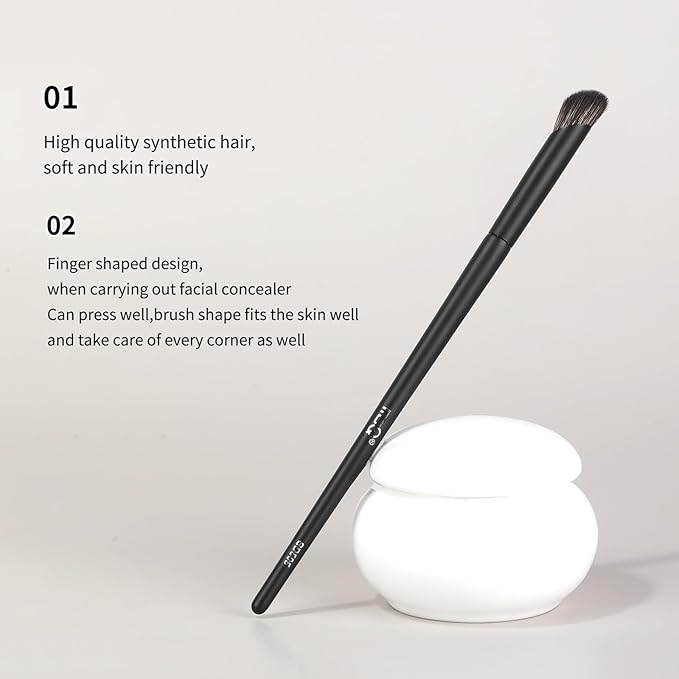 MSQ Concealer Brush Angled Top Concealer Makeup Brush Under Eye Mini Angled Brush Nose Contour Brush Small Makeup Foundation Brushes for Concealer Powder Liquid Makeup (Black)