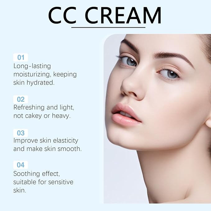 Cc Cream for Older Women, Cc Cream Liquid Foundation, Moisturizing, Non-sticky, 1.8 fl oz/30ml (Dark Color, S)