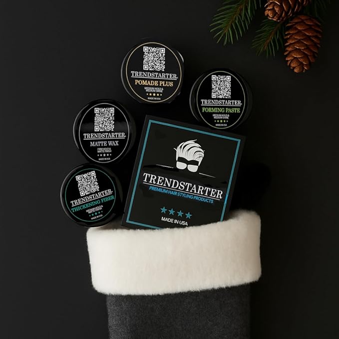 TRENDSTARTER - MATTE WAX SAMPLE PACK - GREAT STOCKING STUFFER - Matte Wax - Forming Paste - Thickening Fiber - Pomade Plus (Four 0.25oz Samples)