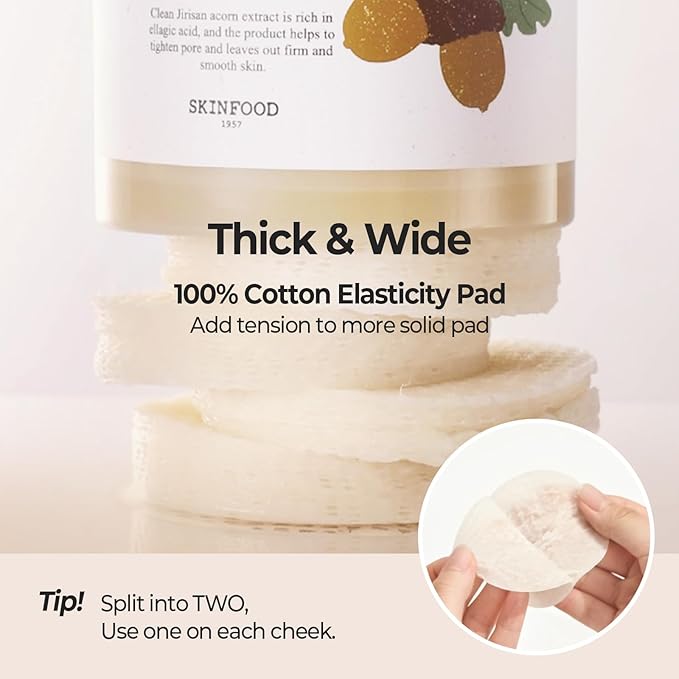 SKINFOOD Acorn Pore Peptide and Carrot Carotene Calming Water Toner, Pore Tightening, Deep Hydration, Moisturizing for Irritated & Sensitive Skin, Carrot (60pads) & Acorn (60pads)