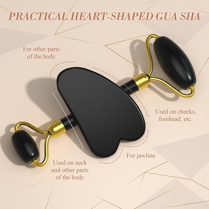 Jade Roller Gua Sha Set Facial Massager for Skincare