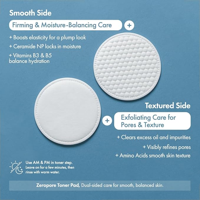 pH Lab Zero Pore Toner Pad, Pore Minimizer for Face, Collagen & Niacinamide, Pore Tightening & Hydrating Exfoliating Pads for Smooth Skin, 60 Pads