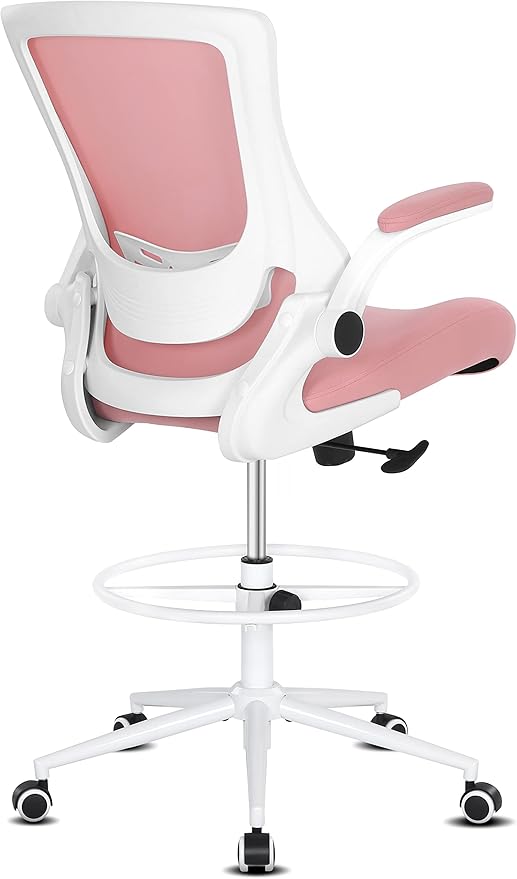 Misolant Tall Office Chair, Drafting Chair for Standing Desk, High Office Chair with Adjustable Lumbar Support, Flip-up Arm and Footrest Ring, Tall Drafting Chair for Bar Height Desk