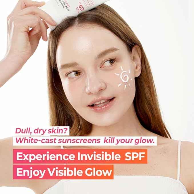 Troubless Glass Glow PDRN Collagen SPF 50 Sunscreen face - Hydrating & Moisturizing Broad Spectrum Sunscreen - Vegan, Lightweight, Non-Comedogenic - Korean Skin Care for All Skin Types 1.69 fl oz