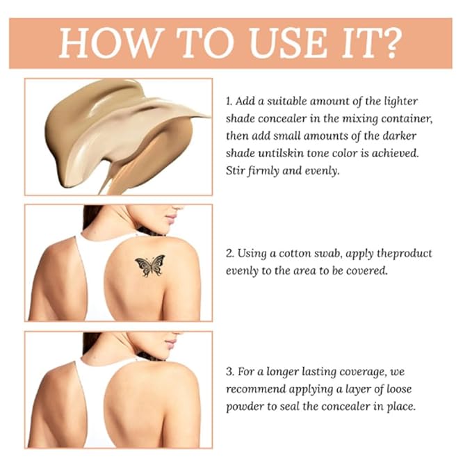 Tattoo Cover Up, Waterproof Concealer Makeup Cream, Skin Concealer Set for Tattoos/Scars/Birthmarks/Dark Spots/White Spots, Suitable for Both Men and Women-2 Color (Brown)