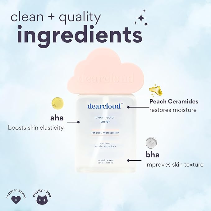 dearcloud Clear Nectar Toner – Nourishing, Exfoliating & Hydrating Korean Toner for Face (5.24 fl oz)