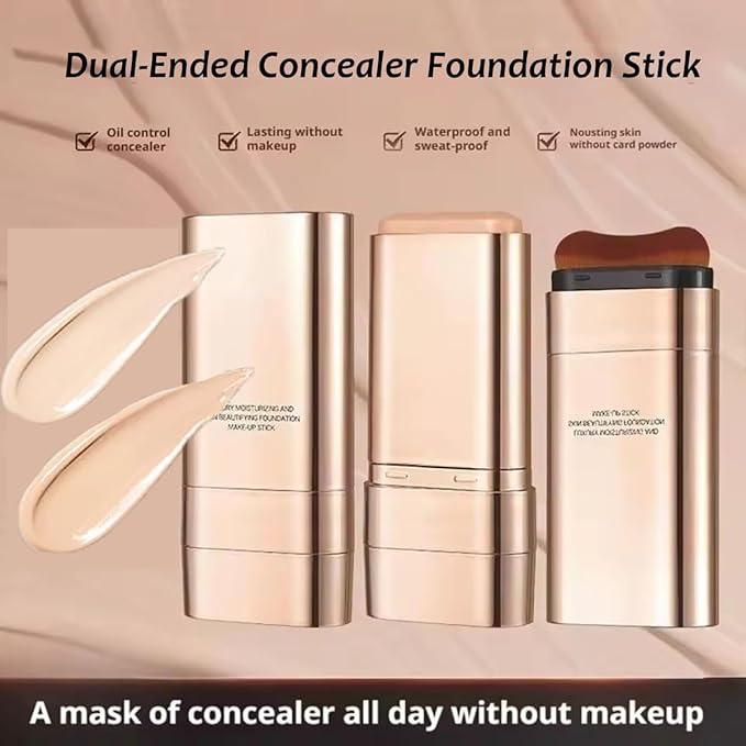 Luminous Dual-Ended Concealer Foundation Stick Korean 3 in 1, Double-Ended Stick Foundation, Flawless and Long-Lasting, Lightweight, Brightens, Long-Lasting for All Skin Types (#01.2pcs)