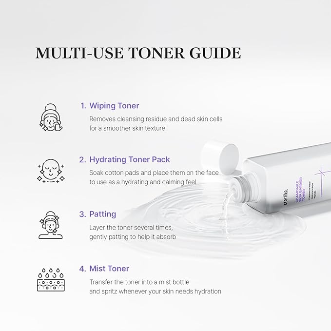 starlike Chamomile Skin Barrier Toner I 7.1 Fl Oz (210 ml) I Face Toner for Soothing, Deep Hydrating, Moisturizing, Boosting & Balancing I Korean Skin Care I Chamomile Water, Hyaluronic Acid & Peptide