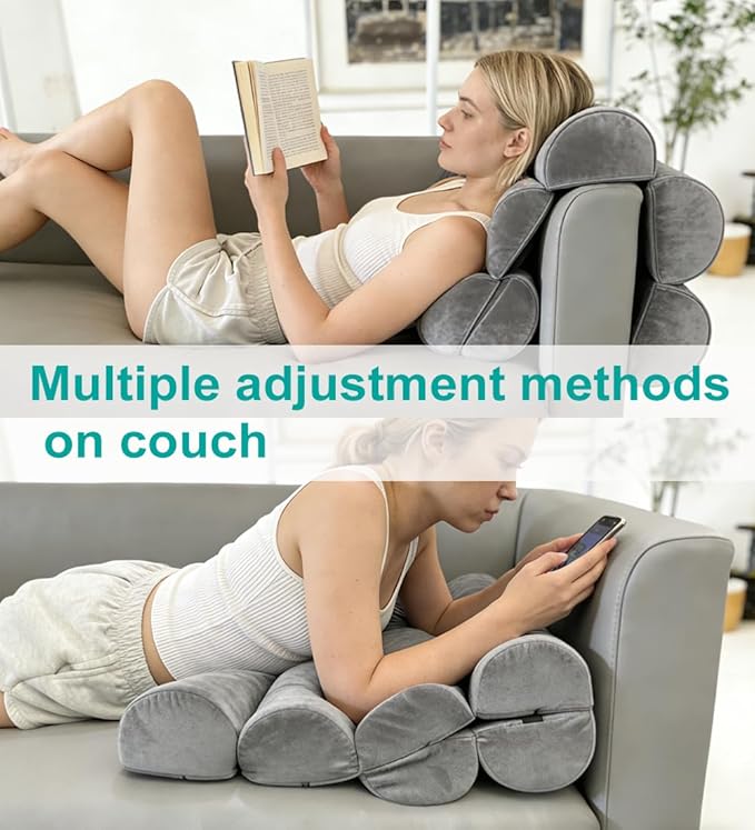 Lumbar Support Pillow for Office Chair,Computer/Desk Chair/Couch,Sitting on Bed,Back Support Adjustable for Chair,Patented 6-fold semicircular Back Cushion (Short Velvet Cover)