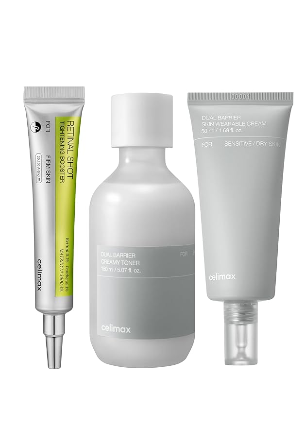 celimax The Vita Retinal Booster + Dual Barrier Creamy Toner + Dual Barrier Skin Wearable Cream