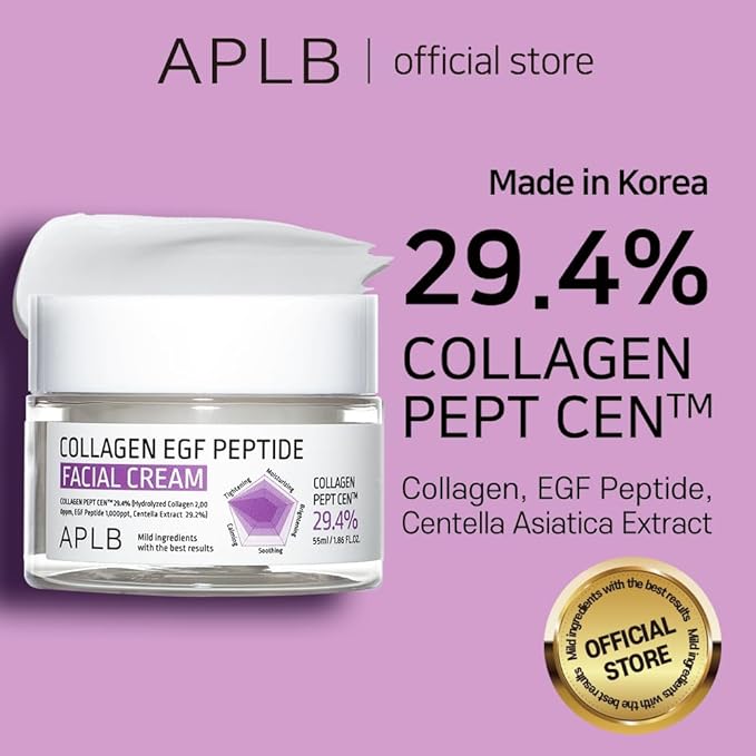 APLB Collagen EGF Peptide Facial Cream | COLLAGEN PEPT CEN™ 29.4% 1.86 FL.OZ/Korean Skincare, Elasticity care, Deep hydration, Revitalize for gentle and improve skin texture