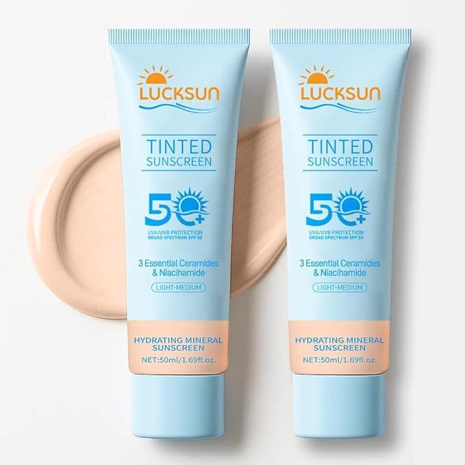 Tinted Sunscreen for Face, SPF 50 2 Pack - Face Sunscreen Lotion,UV Defense, Moisturizing, Travel Size, LIight Medium (50ML)