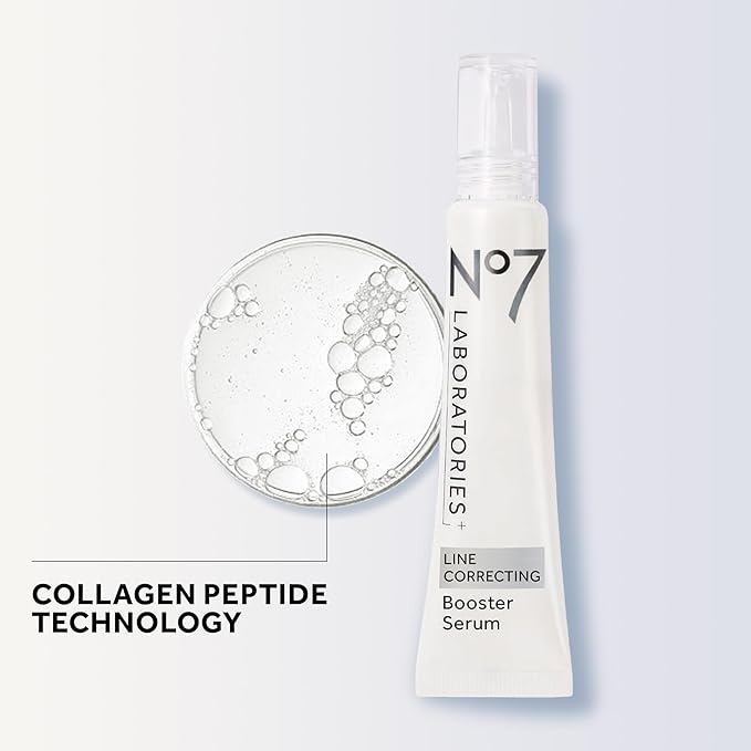 No7 Laboratories Line Correcting Booster Serum - Potent Collagen Peptide Serum for Fine Lines and Wrinkles - Moisturizing Formula for All Aging Skin Types (25 ml)