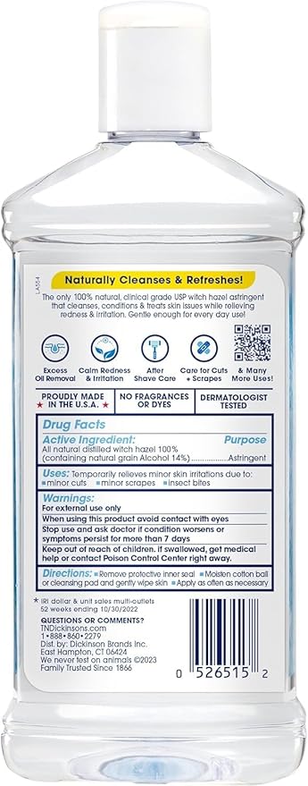 Dickinson's Witch Hazel All Natural Astringent 8 oz (Pack of 4)