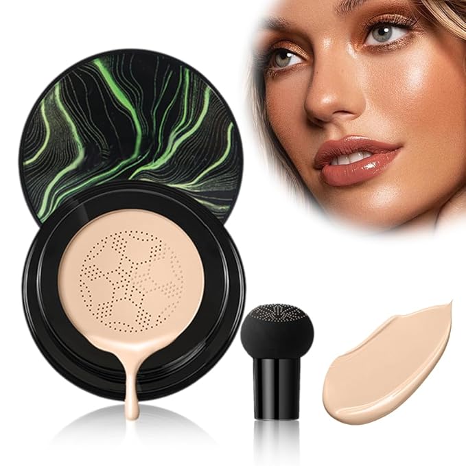 Makeup Foundation for Older Women, 2026 New Mushroom Head Airs Cushion CC Cream, BB Cream Makeup Foundation for Mature Skin Moisturizing Concealer Brighten Long-Lasting Even Skin Tone (2Pcs Natural)