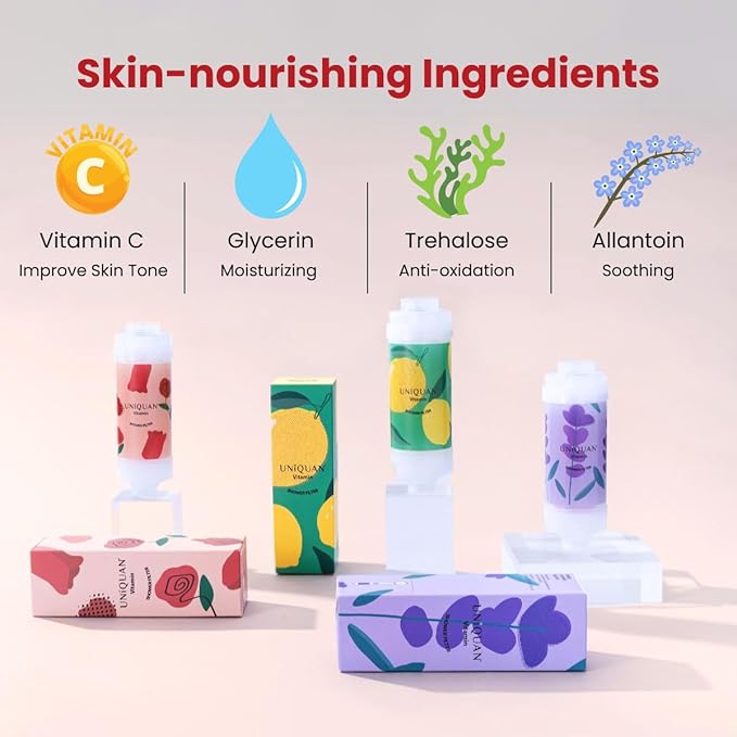 Vitamin C Shower Filter with Aromatherapy, Soften Hard Water, Chlorine & Flouride Removal, Skin & Hair Care, Easy Installation,Universal Fit, Eco-Friendly, Made in Korea (Fire Rose)