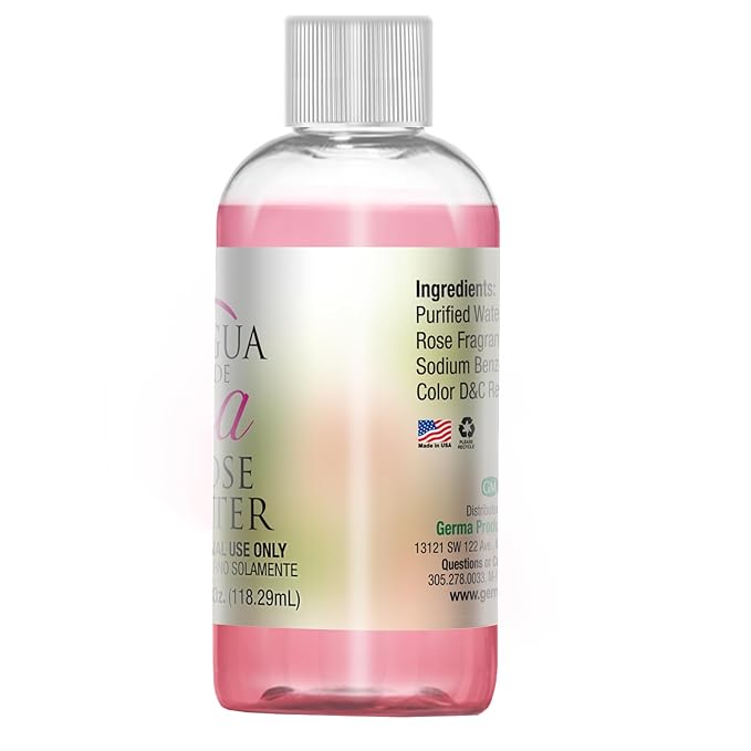 Germa Rose Water Facial Cleanser & Toner – Refreshing Botanical Skin Clarifier – Hydrating Daily Face Wash for Glowing Skin – Agua de Rosas – 4 fl oz